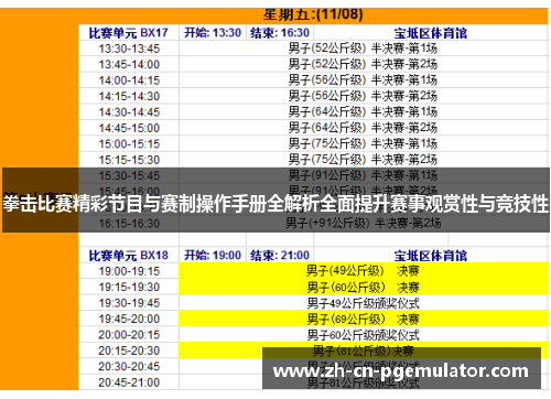 拳击比赛精彩节目与赛制操作手册全解析全面提升赛事观赏性与竞技性