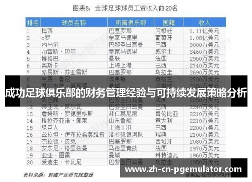 成功足球俱乐部的财务管理经验与可持续发展策略分析