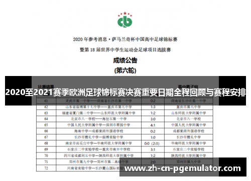 2020至2021赛季欧洲足球锦标赛决赛重要日期全程回顾与赛程安排