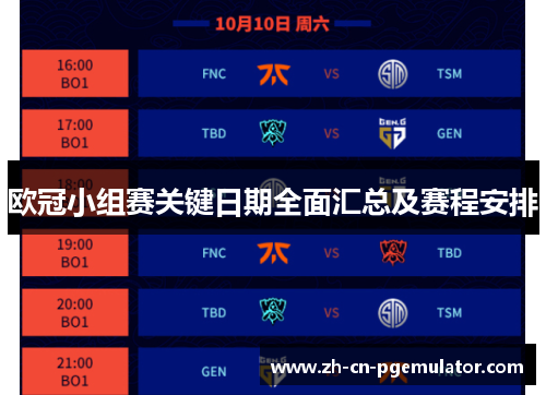 欧冠小组赛关键日期全面汇总及赛程安排